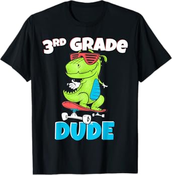 Kids 3rd Grade Dude Shirt Back To School Dinosaur Tshirt T-Shirt