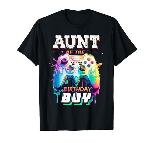 Aunt of the Birthday Boy Matching Video Game Birthday Party T-Shirt