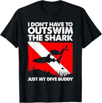 Funny Scuba Diving Design For Men Women Shark Diving Buddy T-Shirt
