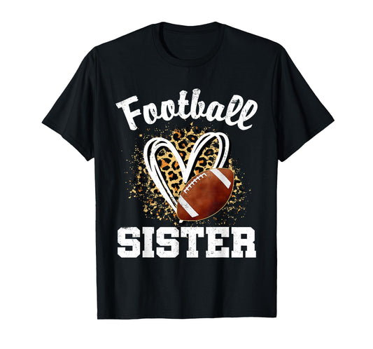 Football Sister Leopard Heart T-Shirt