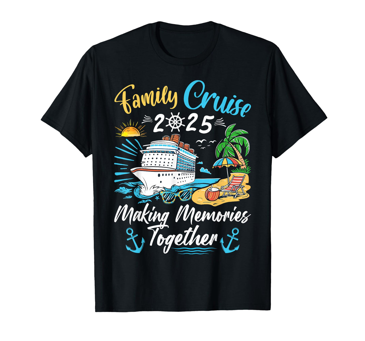 Family Cruise Party Celebration Costume Outfit Tee Unisex-Adults, Kids Family Matching Cruise Vacation Party T-Shirt Black Short Sleeve Small, Medium, Large, Extra Large