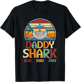 Mens Retro Vintage Daddy Shark Gift T-Shirt