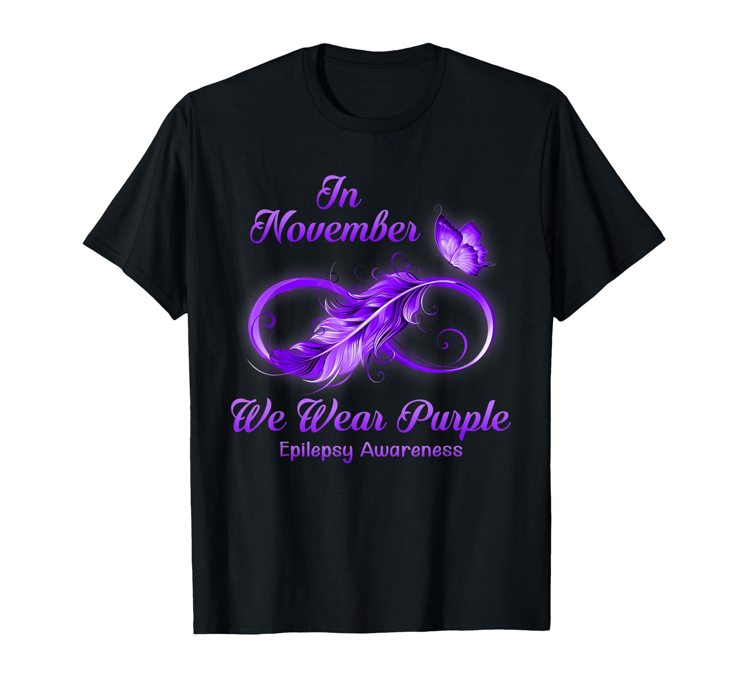 Butterfly In November We Wear Purple Epilepsy Awareness T-Shirt