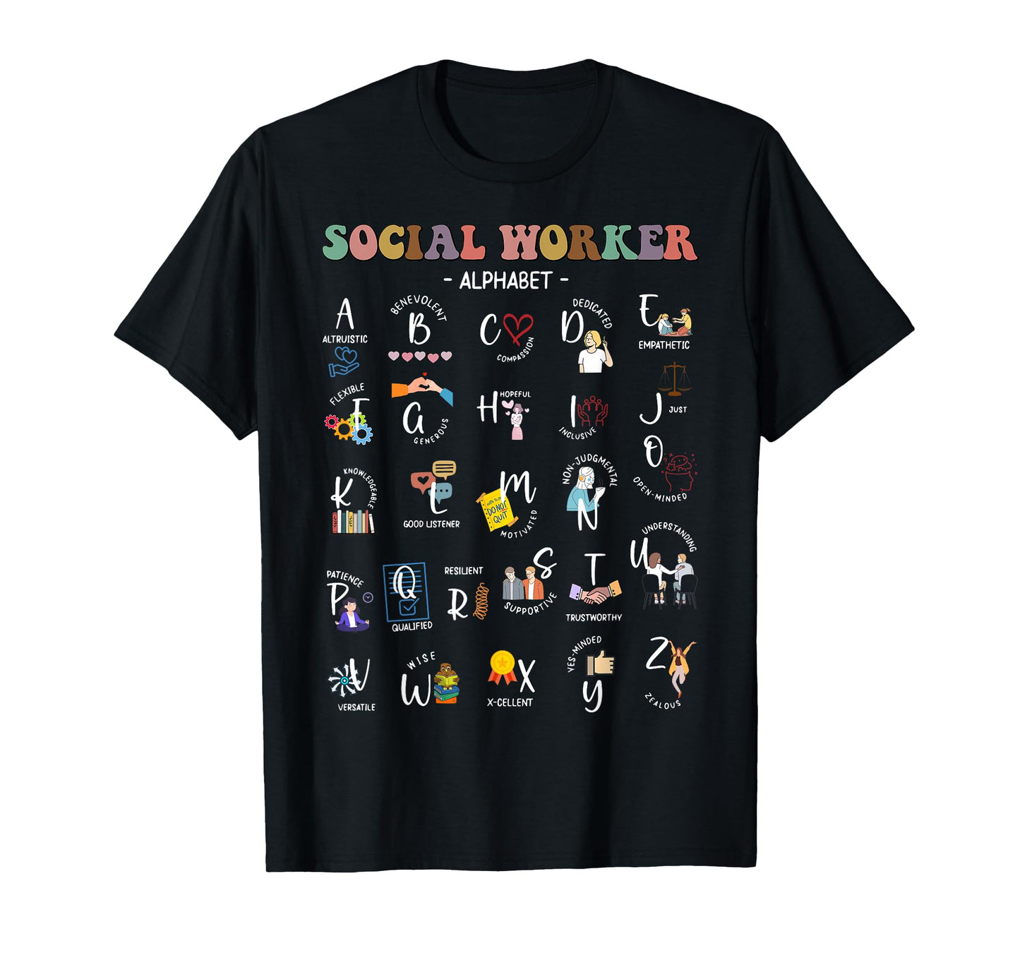 Social Worker Alphabet ABCs Funny Social Work Month T-Shirt