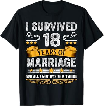 18th Wedding Anniversary shirt Couples Husband Wife 18 Years T-Shirt