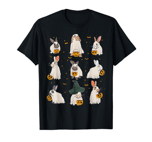 Cute Fall Bunny Ghost Costume Rabbit Lover Spooky Season T-Shirt