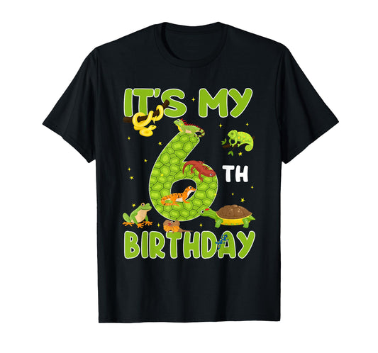 6th Birthday Lizard Reptile Birthday Party 6 Year Old T-Shirt