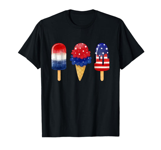 4th Of July Cute Popsicle Patriotic Ice Cream Men Women Kid T-Shirt