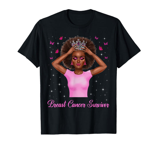 Breast Cancer Survivor Awareness African Woman Black Queen T-Shirt