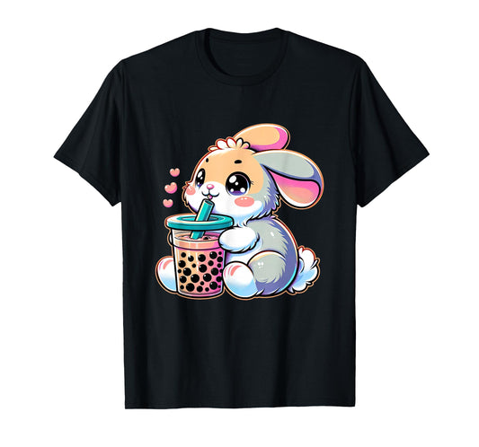 Cute Bunny Rabbit Drink Boba Tea Kawaii Easter For Kid Teen T-Shirt