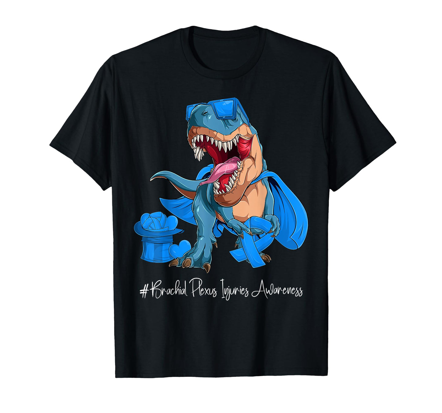 Brachial Plexus Injuries Awareness Month Blue Ribbon Trex T-Shirt