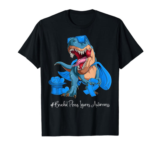 Brachial Plexus Injuries Awareness Month Blue Ribbon Trex T-Shirt