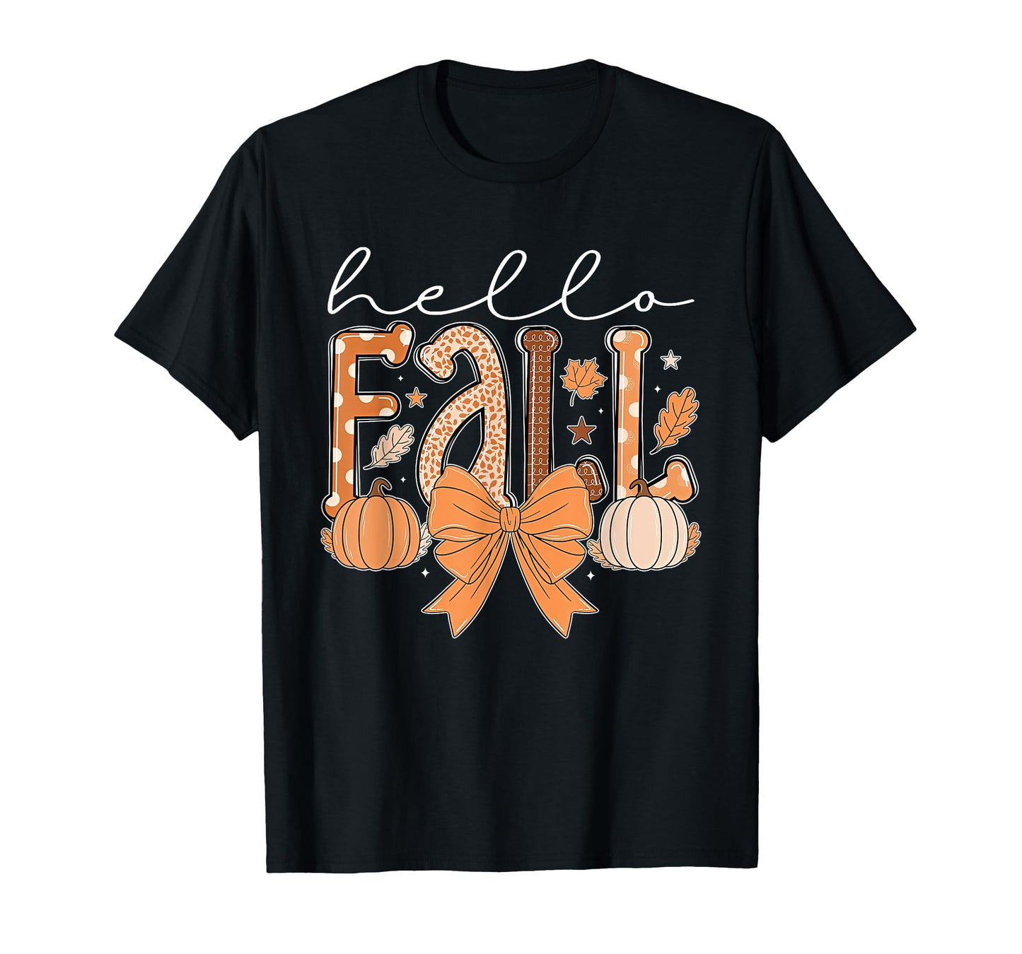 Hello Fall Autumn Vibes Thanksgiving Holiday Men Women Kids T-Shirt