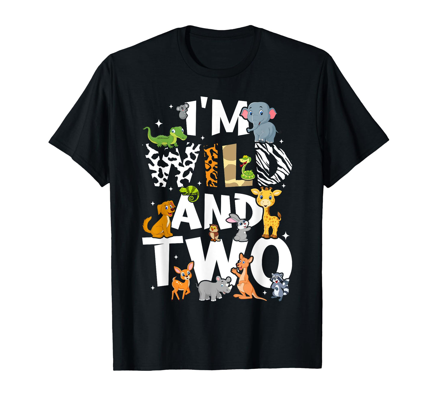 I'm Wild and Two Zoo Theme Birthday Safari Jungle Animals T-Shirt