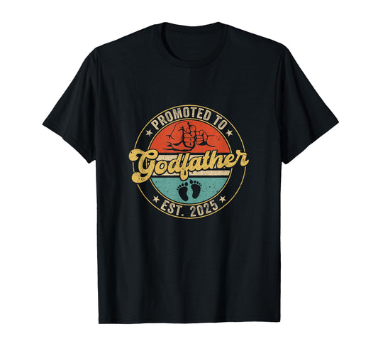 Promoted To Godfather 2025 Pregnancy New First Uncle Retro T-Shirt