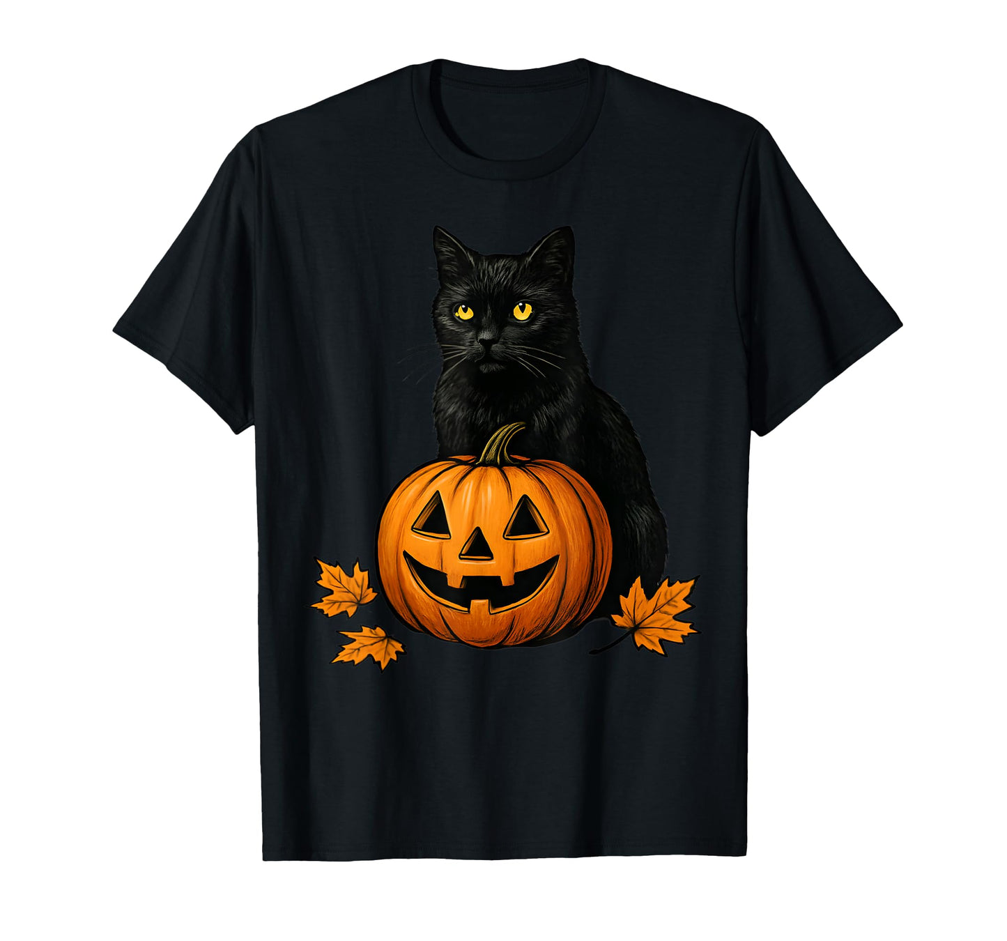 Retro Black Cat Halloween Pumpkin Costume for Women Men Kids T-Shirt