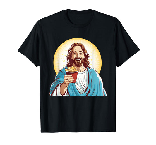 Funny Movie Night with Jesus and Popcorn Box Costume T-Shirt