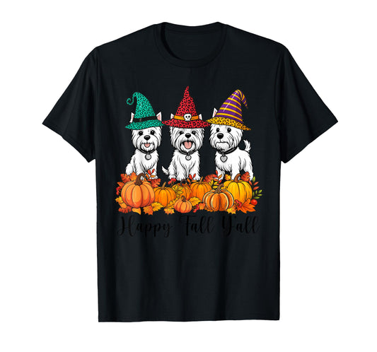 Cute West Highland White Terrier Happy Fall Ya'll Halloween T-Shirt