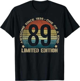 89 Year Old Gifts Vintage 1936 Limited Edition 89th Birthday T-Shirt