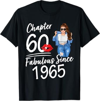 Chapter 60 Fabulous Since 1965 60th Birthday Women Melanin T-Shirt