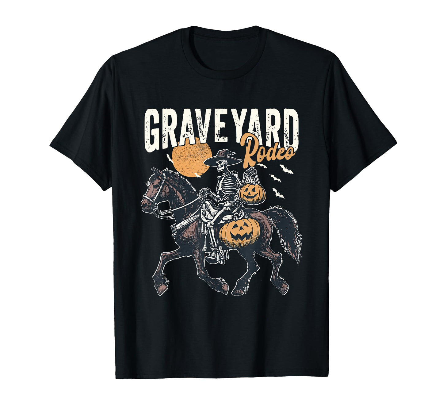 Spooky Western Cowboy Skeleton Rodeo Pumpkin Halloween T-Shirt