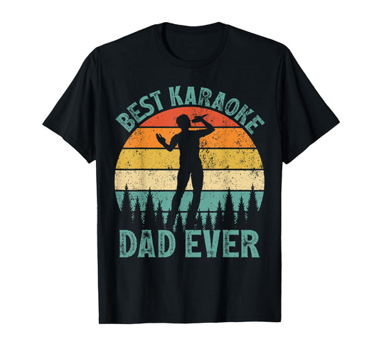 Mens Funny Vintage Best Karaoke Dad Ever Father's Day T-Shirt