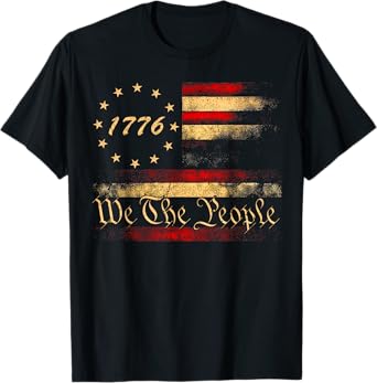 Vintage Old American Flag Patriotic 1776 We The People USA T-Shirt