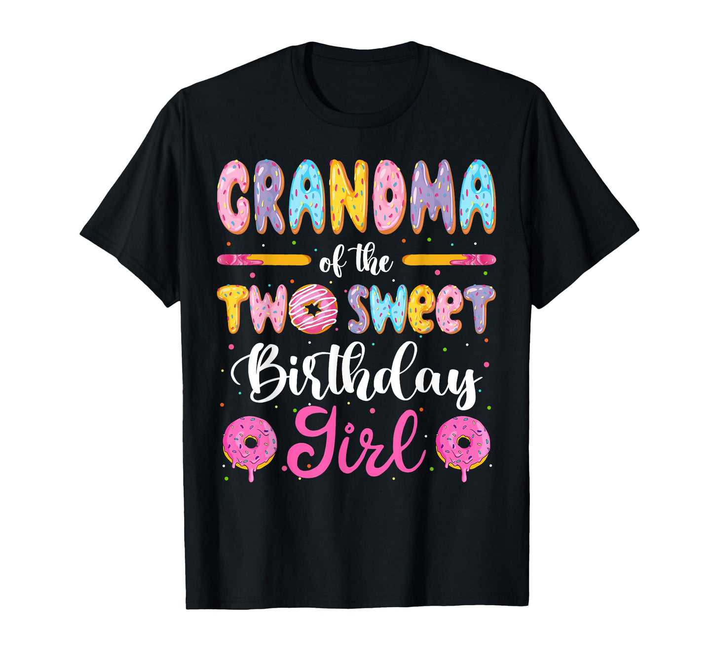 Grandma Of The Two Sweet Birthday Girl Donut 2Nd Birthday T-Shirt