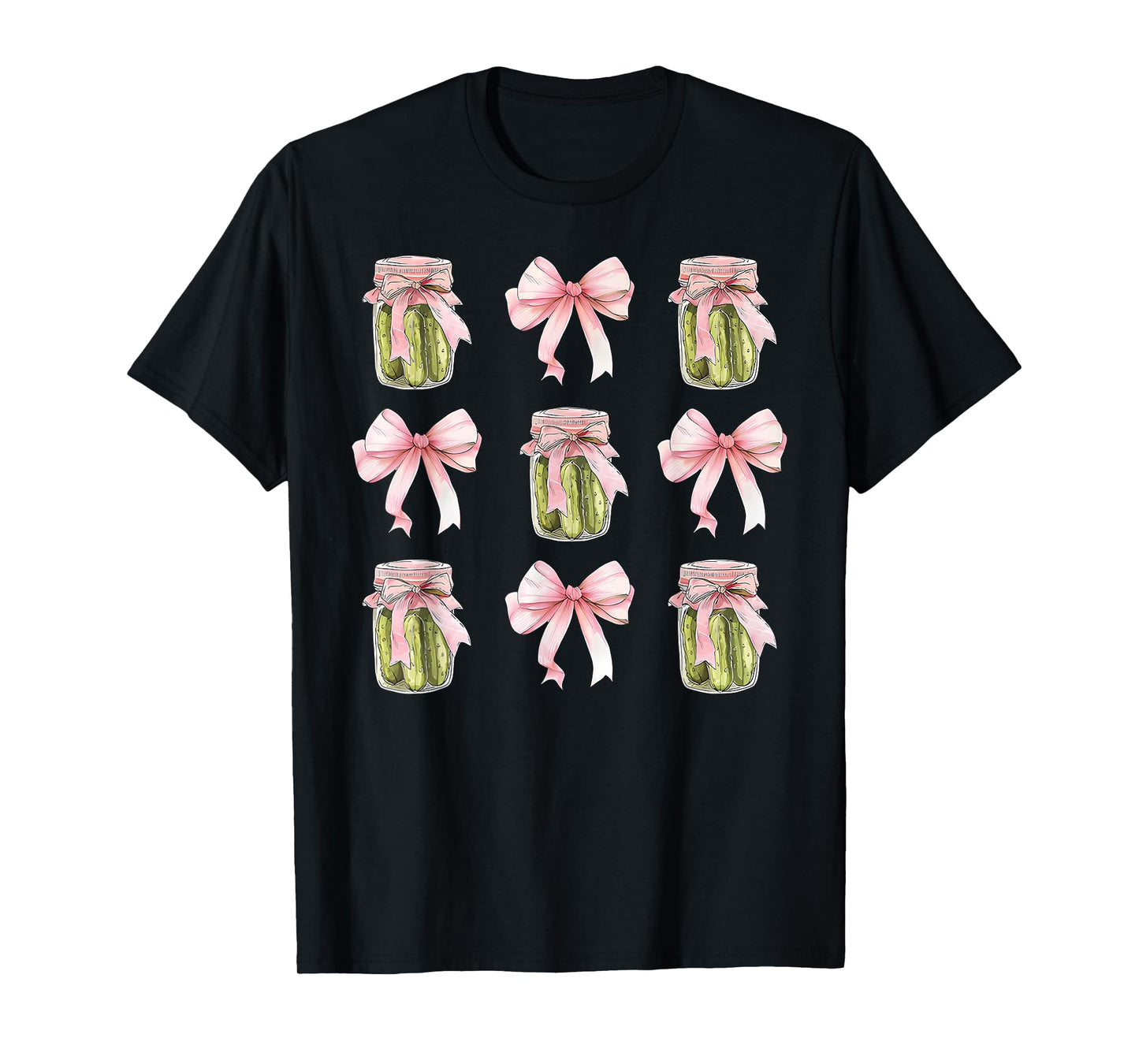 Canned Pickle Coquette Bows with Cute Pickle Jar Girl Women T-Shirt
