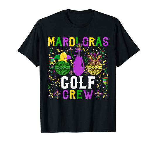 Mardi Gras Golf Crew Cute Masked Beads Player Team T-Shirt
