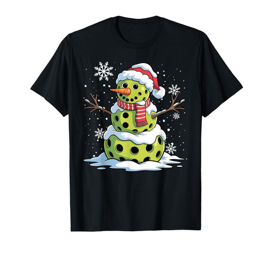 Christmas Pickleball Snowman Christmas Women Men Kids T-Shirt