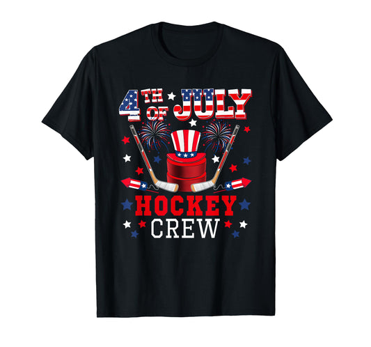 4th of July Hockey Crew Costume US Flag Fireworks Player T-Shirt