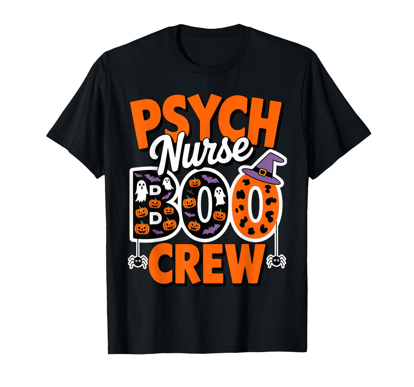 Psych Nurse Boo Crew Mental Health Ghosts, Pumpkins, and Bat T-Shirt