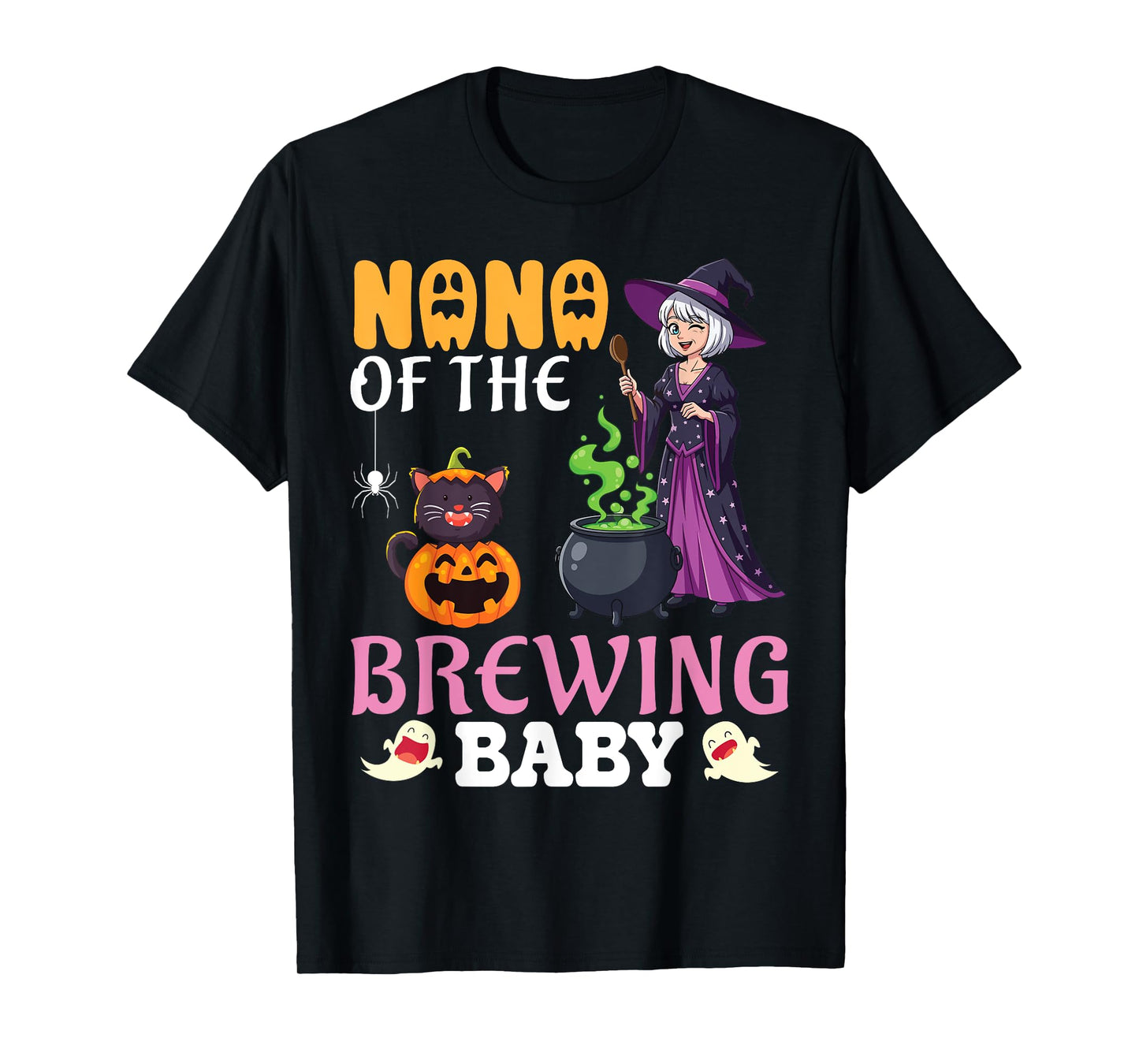 Nana of The Brewing Baby Witchy Funny Halloween Pregnancy T-Shirt