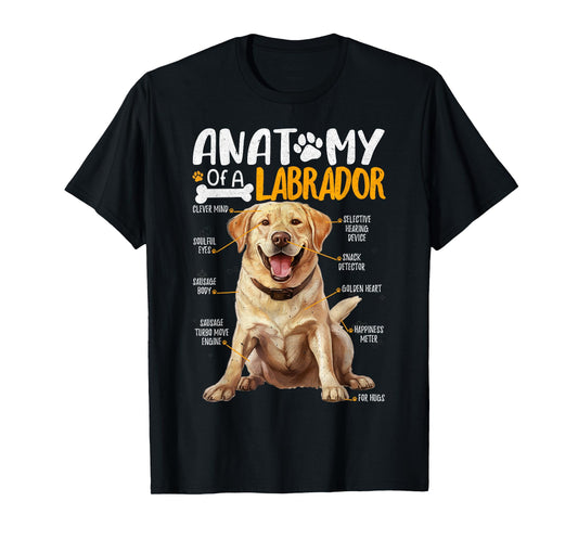Vintage Anatomy Of A Labrador Dog Lab Funny Puppy Lover Men Women Girls Kids T-Shirt