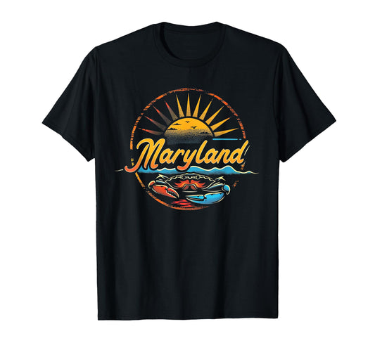 Maryland - Cool Funny Graphic Vintage Men Women Retro Crab T-Shirt