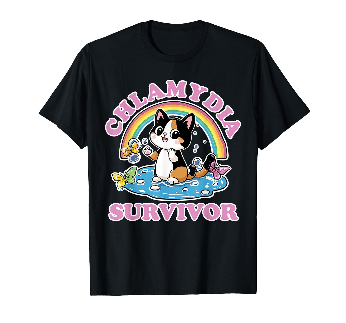 Chlamydia Survivor | Funny Inappropriate | Adult Meme Cat T-Shirt