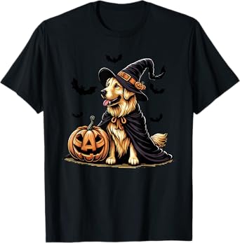 Funny Golden Retriever Dogs Ghost Boo Witch Spooky Halloween T-Shirt