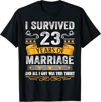 23rd Wedding Anniversary shirt Couples Husband Wife 23 Years T-Shirt