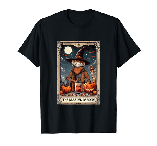 The Bearded Dragon Halloween Witch Cute Tarot Card Lover T-Shirt