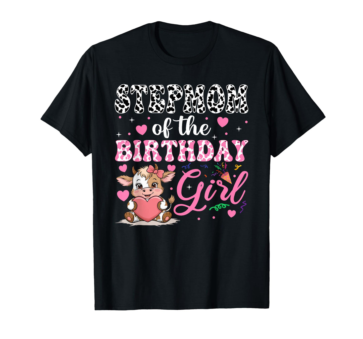 Stepmom of The Birthday Girl Highland Cow 1St Birthday T-Shirt