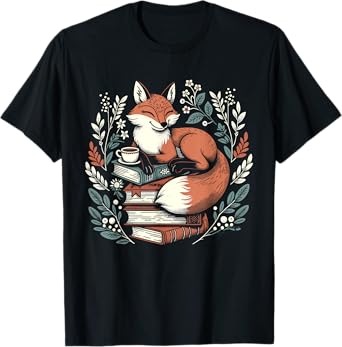 Cute Cottagecore Floral Fox Aesthetic Girls Women Graphic T-Shirt