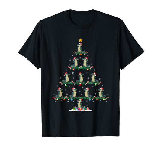 Alligator Christmas Tree Pajama Men Women Kids Ugly Xmas T-Shirt