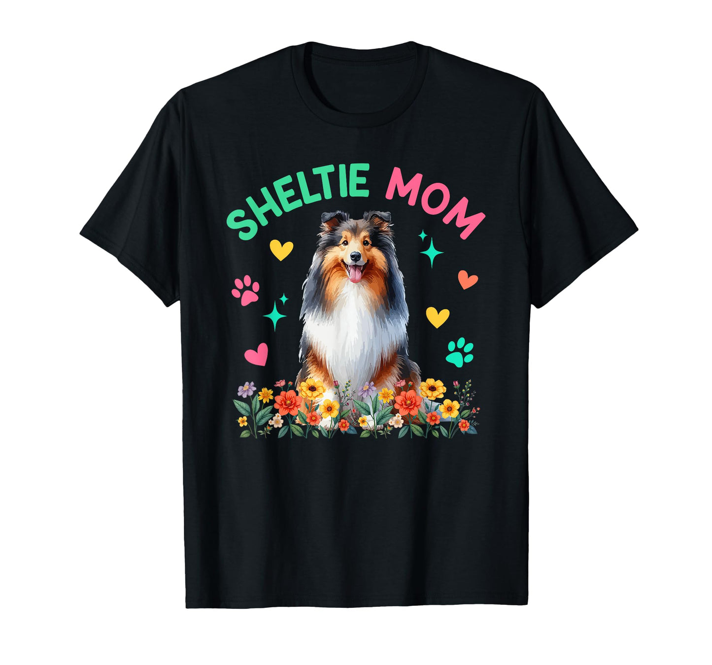 Sheltie Mom Mother's Day Floral Cute Dog Owner Family Group T-Shirt