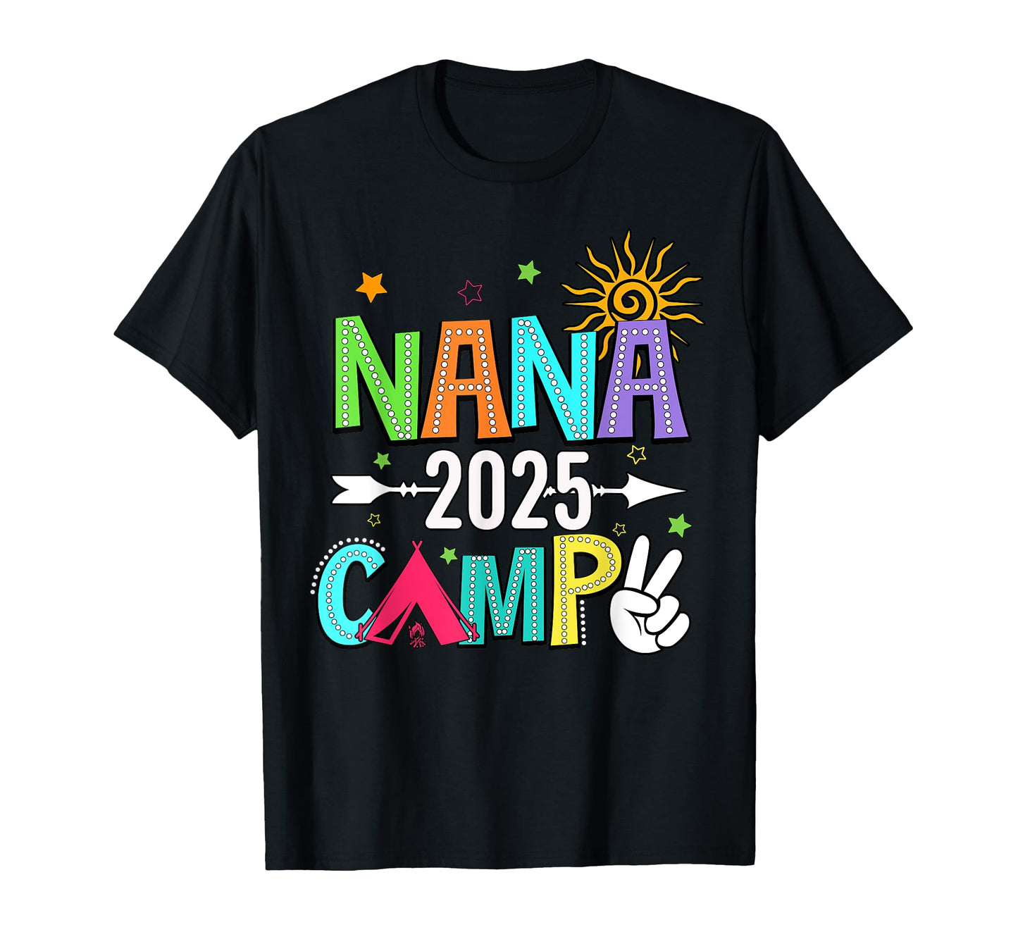 Nana Camp 2025 Family Vacation Summer Camping Crew Kids T-Shirt