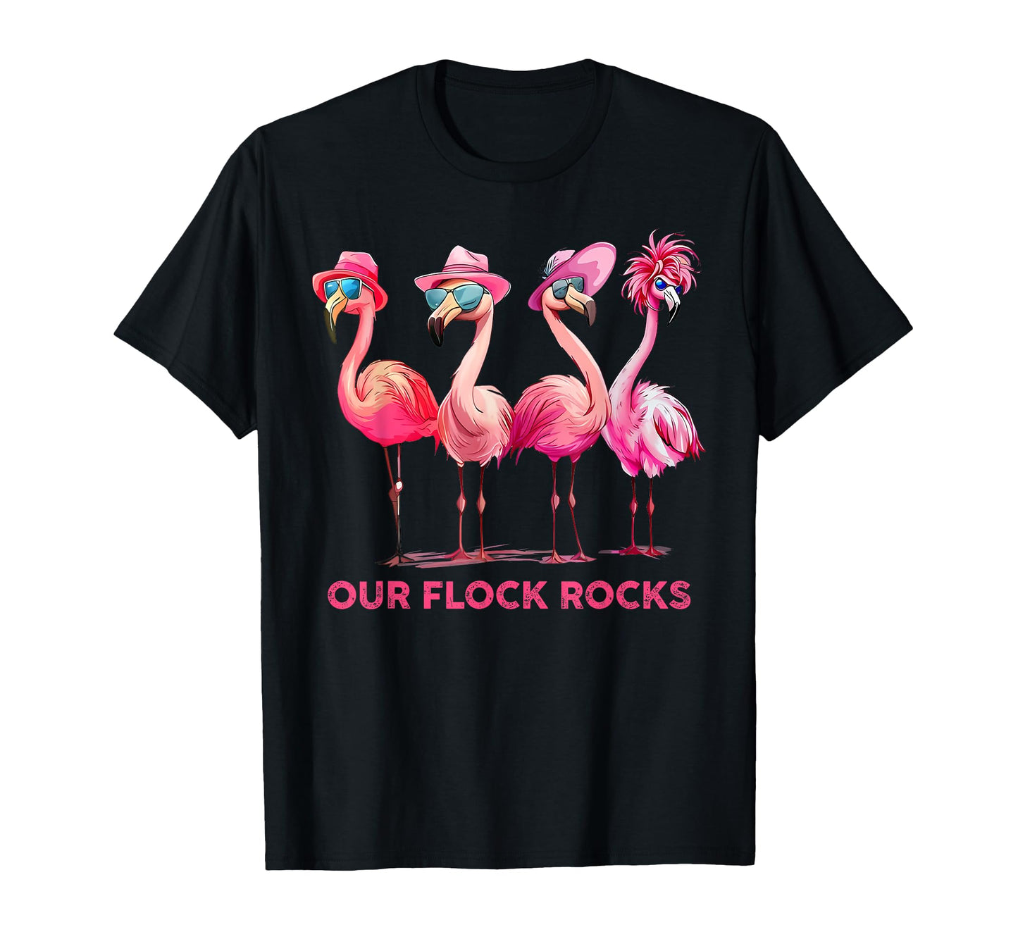 Our Flock Rocks Flamingo Summer Vacation Family Matching T-Shirt