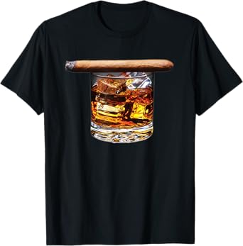 Mens Whiskey & Cigar Shirt - Funny Cigar Lover Graphic T-Shirt