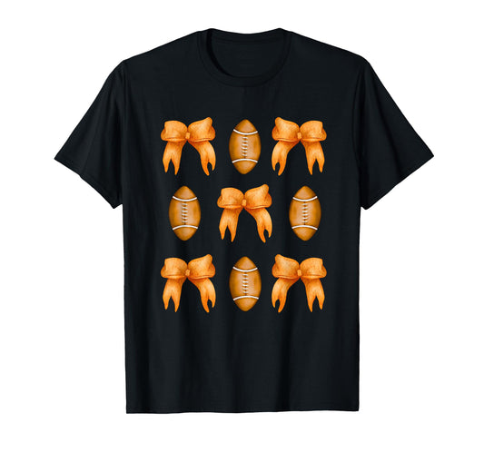 Coquette Bow American Football,Coquette Halloween Football T-Shirt