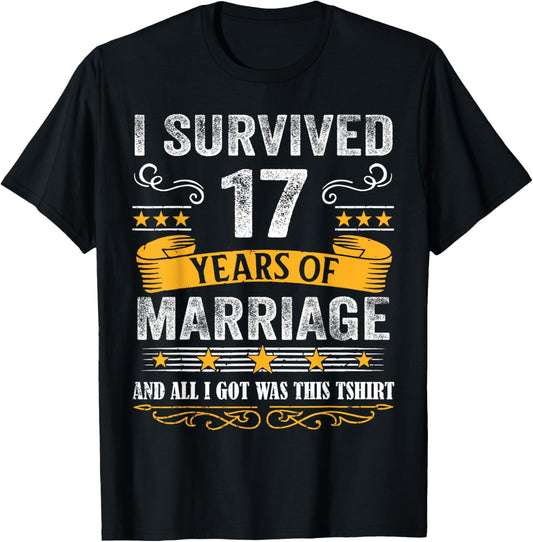17th Wedding Anniversary shirt Couples Husband Wife 17 Years T-Shirt