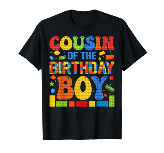 Cousin Of The Birthday Boy Building Block Birthday Party T-Shirt